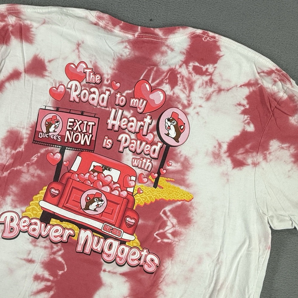 Bucees Shirt Mens 2XL Red White Tie Dye Beaver Nuggets Valentine